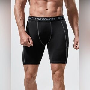 Men Black Compression Athletic Shorts
Size Medium